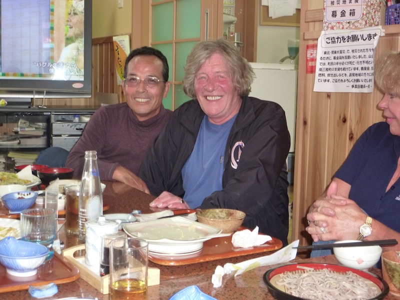 Toshio Sakai and Peter Waddington in restaurant