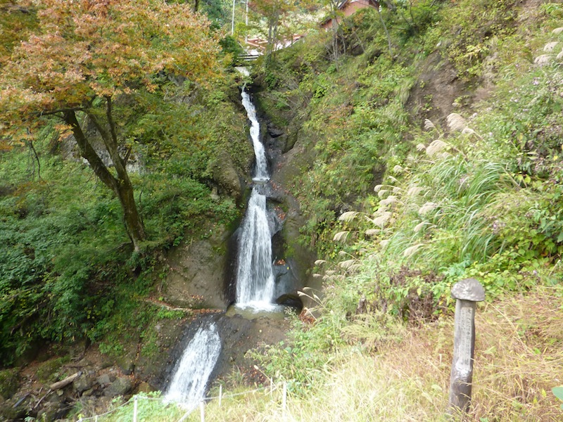 Waterfall at temple in yamakoshi